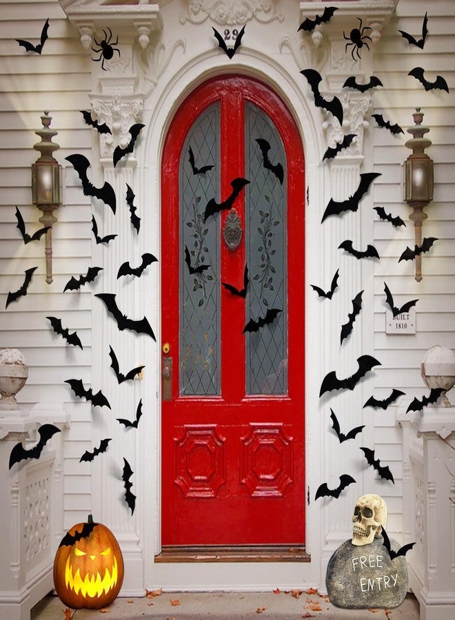 LUDILO 100pcs Bats Halloween Decorations: Halloween Bats Wall Décor Bat Stickers Decals PVC 3D Wall Bat Scary Stickers Halloweens Party Decorations Indoor Outdoor DIY Home Window Door Décor - Image 4